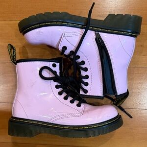 Dr. Martens Junior 1460 Patent Leather Boots in Pale Pink